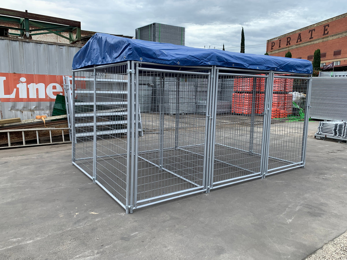 3 Bays Heavy-Duty Galvanised Dog Enclosure – 3.6m x 2.4m Fully Roofed | Adelaide