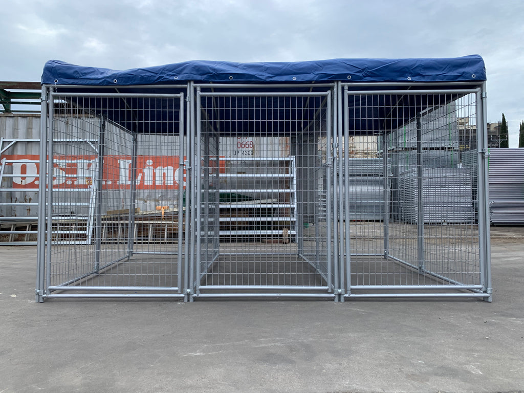 3 Bays Heavy-Duty Galvanised Dog Enclosure – 3.6m x 2.4m Fully Roofed | Adelaide