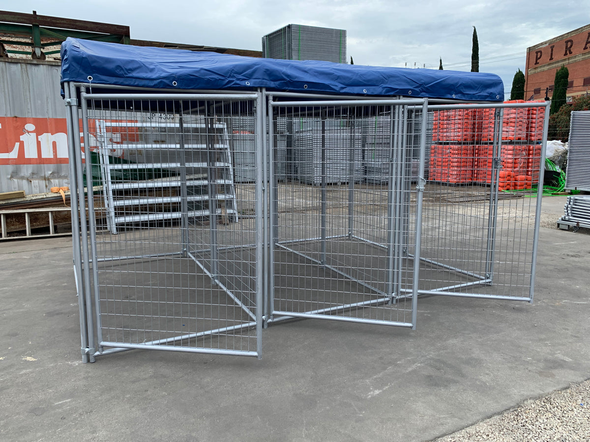 3 Bays Heavy-Duty Galvanised Dog Enclosure – 3.6m x 2.4m Fully Roofed | Adelaide