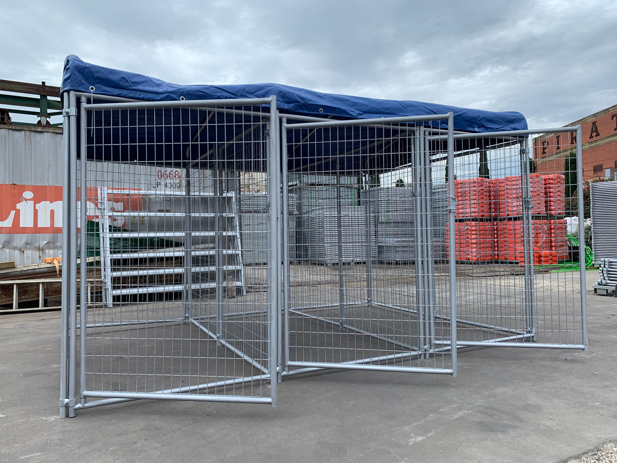 3 Bays Heavy-Duty Galvanised Dog Enclosure – 3.6m x 2.4m Fully Roofed | Adelaide