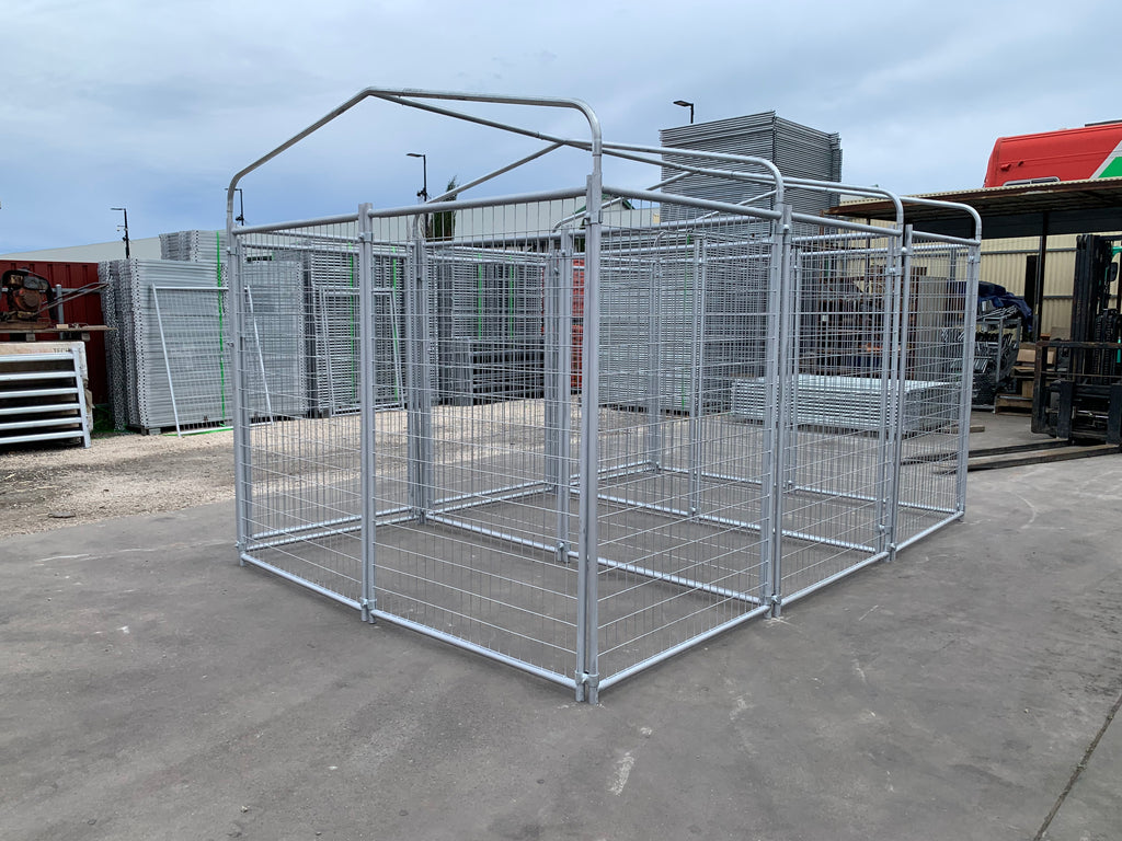 3 Bays Heavy-Duty Galvanised Dog Enclosure – 3.6m x 2.4m With Roof Structure | Adelaide