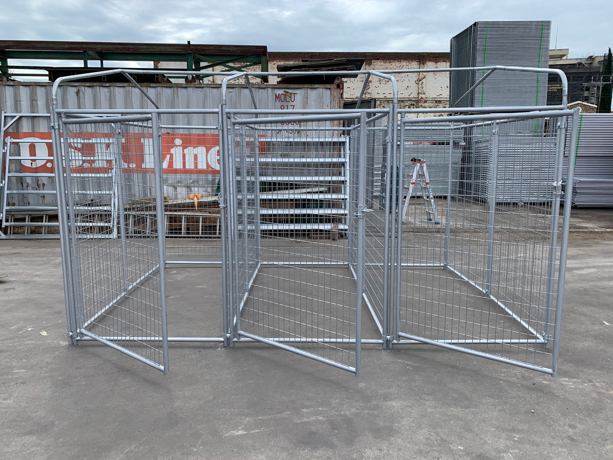 3 Bays Heavy-Duty Galvanised Dog Enclosure – 3.6m x 2.4m With Roof Structure | Adelaide
