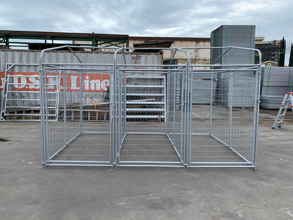 3 Bays Heavy-Duty Galvanised Dog Enclosure – 3.6m x 2.4m With Roof Structure | Adelaide