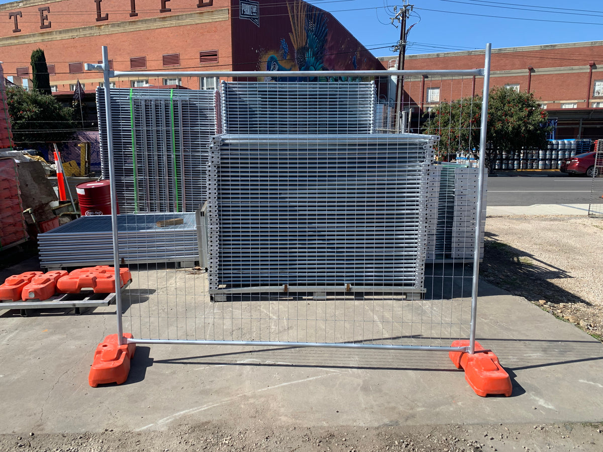Temporary Fence Panel Set – 2.4m x 2.1m Panel + Base + Clip | Adelaide